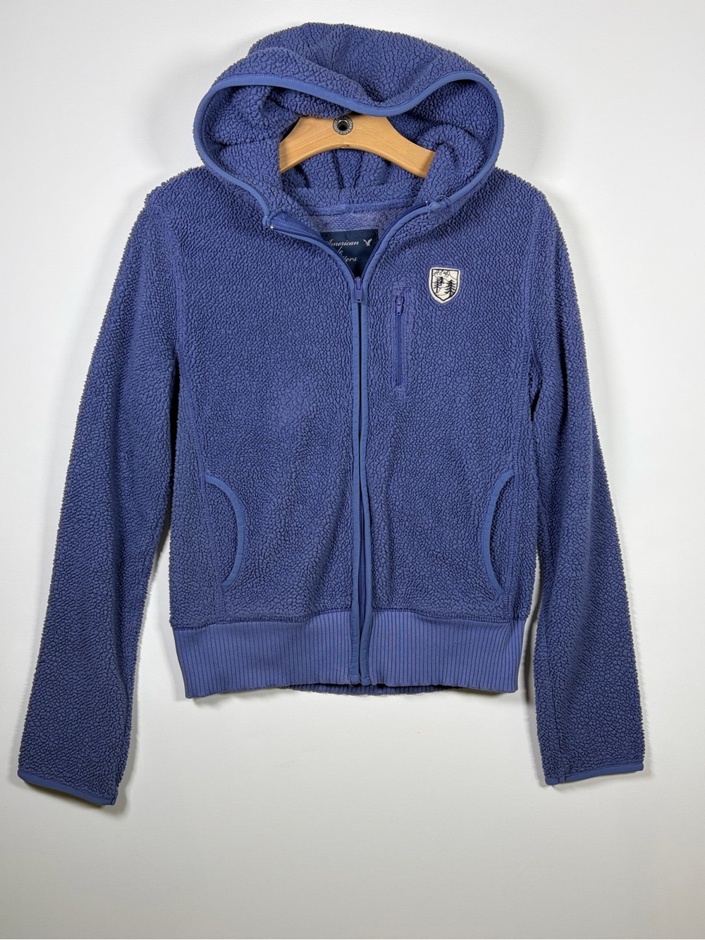 Vintage 2010 American Eagle Outfitters Purple Plush Hooded Zip-Up